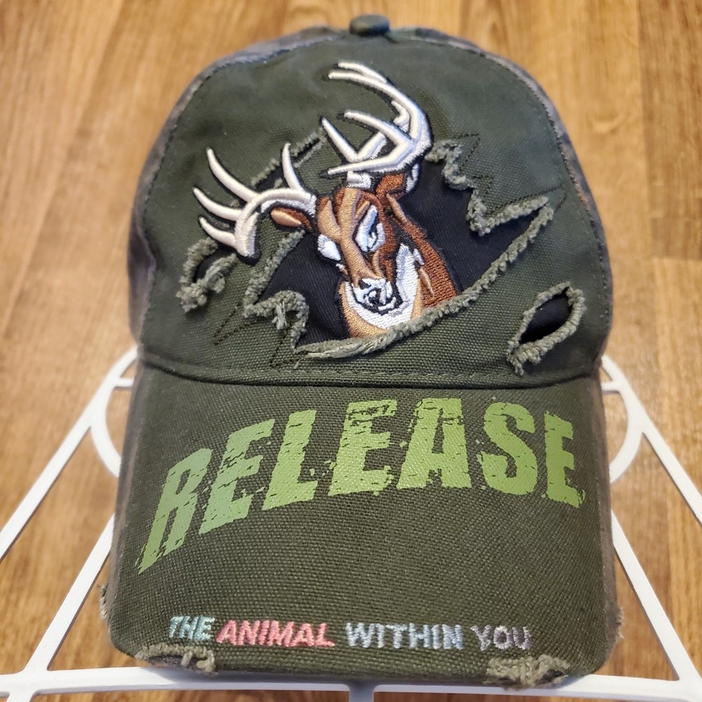 Deer Hunting Hat Men Strapback Green Camouflage Buck Wear Outdoors